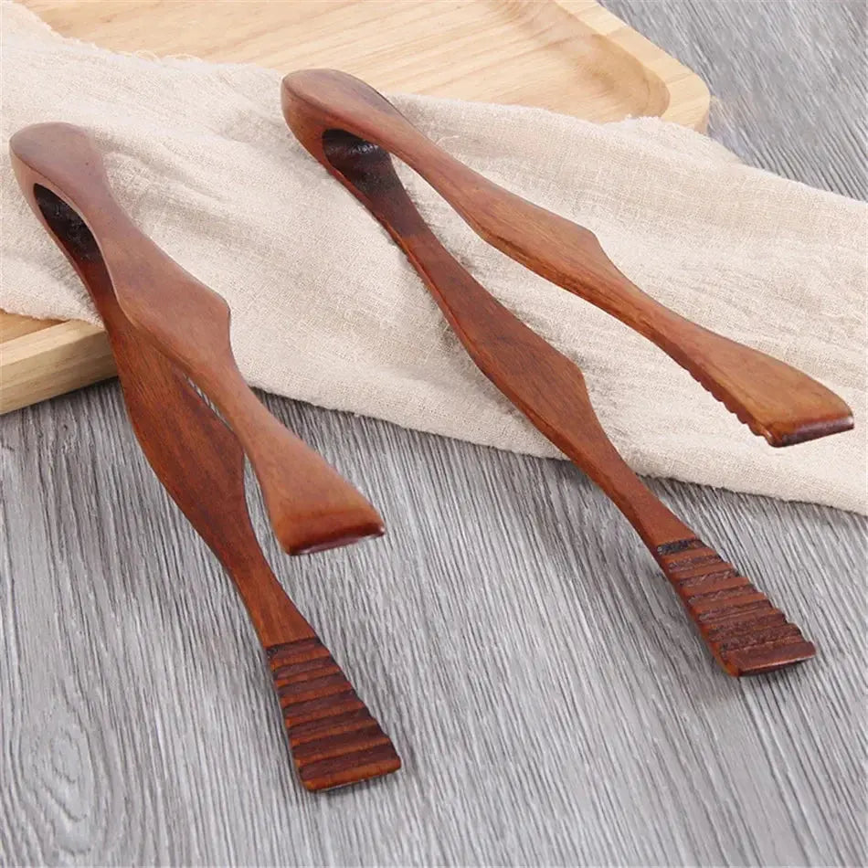 1 Pc Bamboo Cooking Kitchen Tongs Food BBQ Tool Salad Bacon Steak Bread Cake Wooden Clip Home Kitchen Utensil TrendByWens