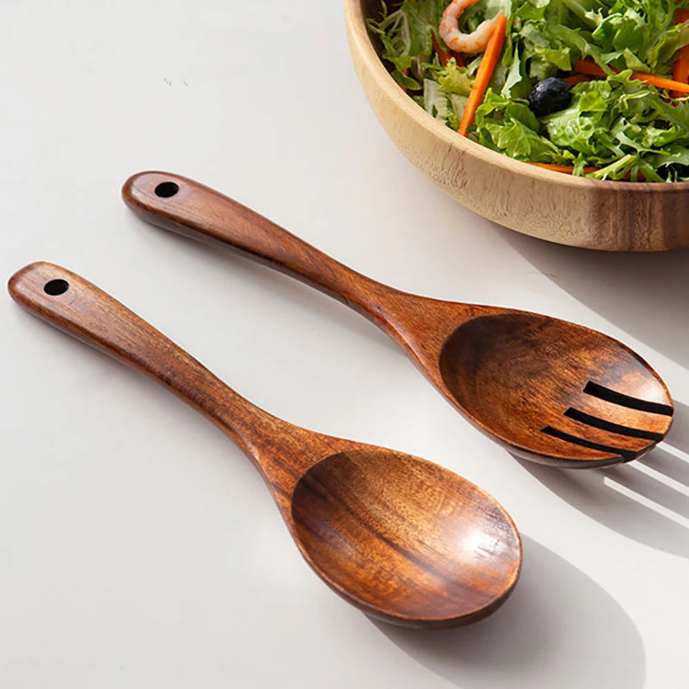 2Pcs Wooden Spoon & Fork Set – Japanese Style Cutlery - TrendByWens