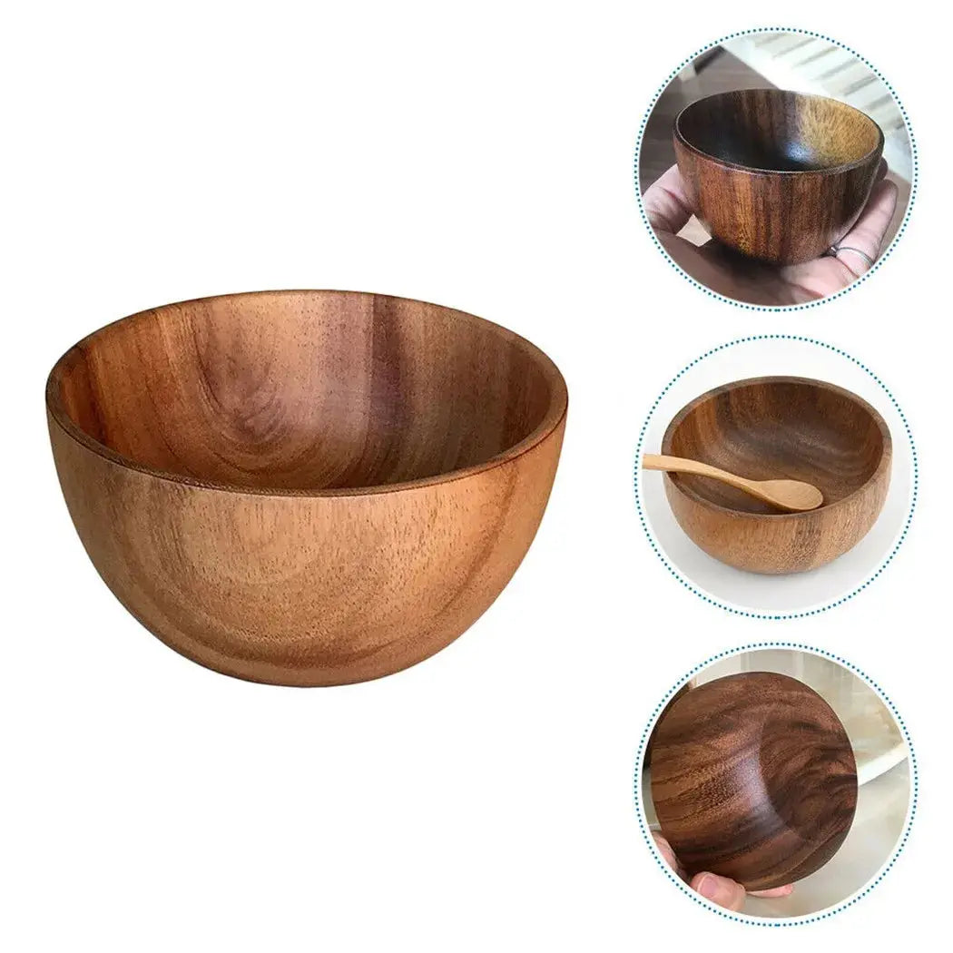 Acacia Wooden Bowl Japanese Style Wood Rice Soup Bowl Salad Ramen Bowl Small Bowl Tableware Fruit Bowl Coco Smoothie Bowl TrendByWens