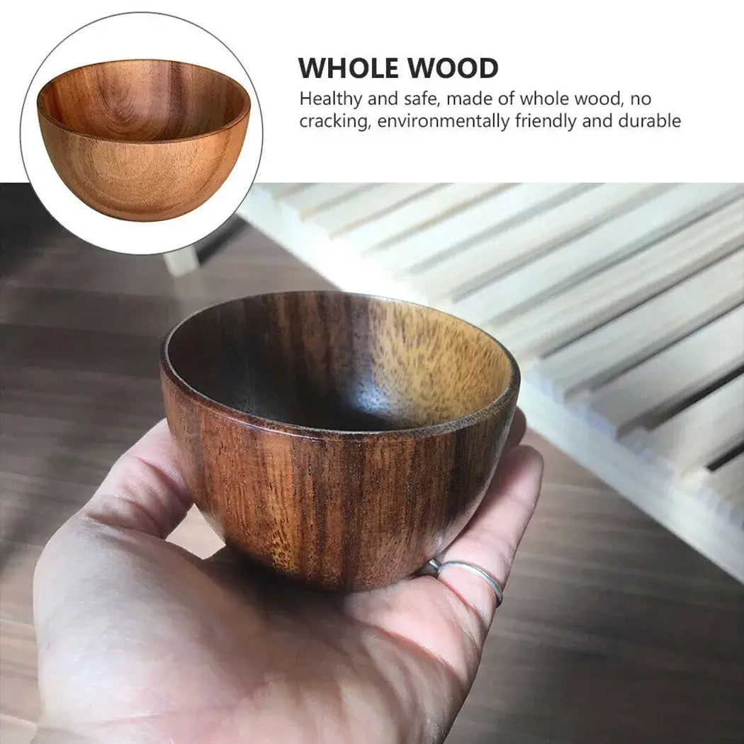 Acacia Wooden Bowl Japanese Style Wood Rice Soup Bowl Salad Ramen Bowl Small Bowl Tableware Fruit Bowl Coco Smoothie Bowl TrendByWens