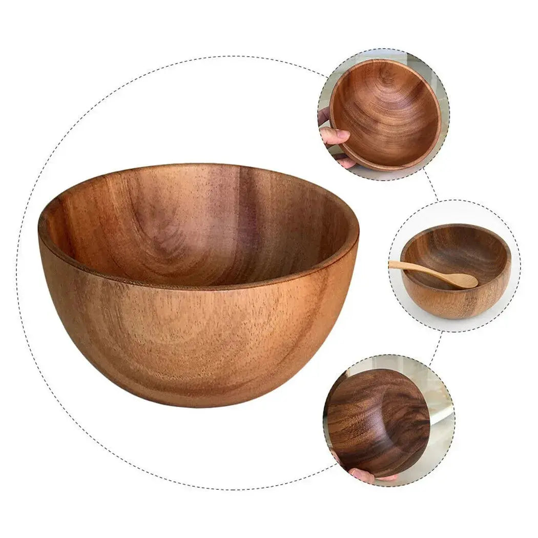 Acacia Wooden Bowl Japanese Style Wood Rice Soup Bowl Salad Ramen Bowl Small Bowl Tableware Fruit Bowl Coco Smoothie Bowl TrendByWens