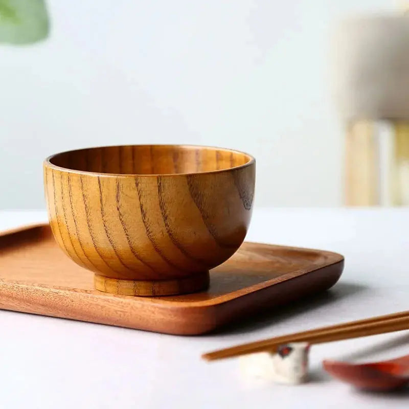 Japanese Style Wooden Bowl Natural Wood Bowl Tableware for Fruit Salad Noodle Rice Soup Kitchen Utensil Dishes 7 Sizes TrendByWens