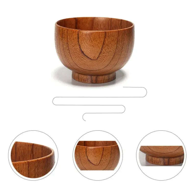 Japanese Style Wooden Bowl Natural Wood Bowl Tableware for Fruit Salad Noodle Rice Soup Kitchen Utensil Dishes 7 Sizes TrendByWens