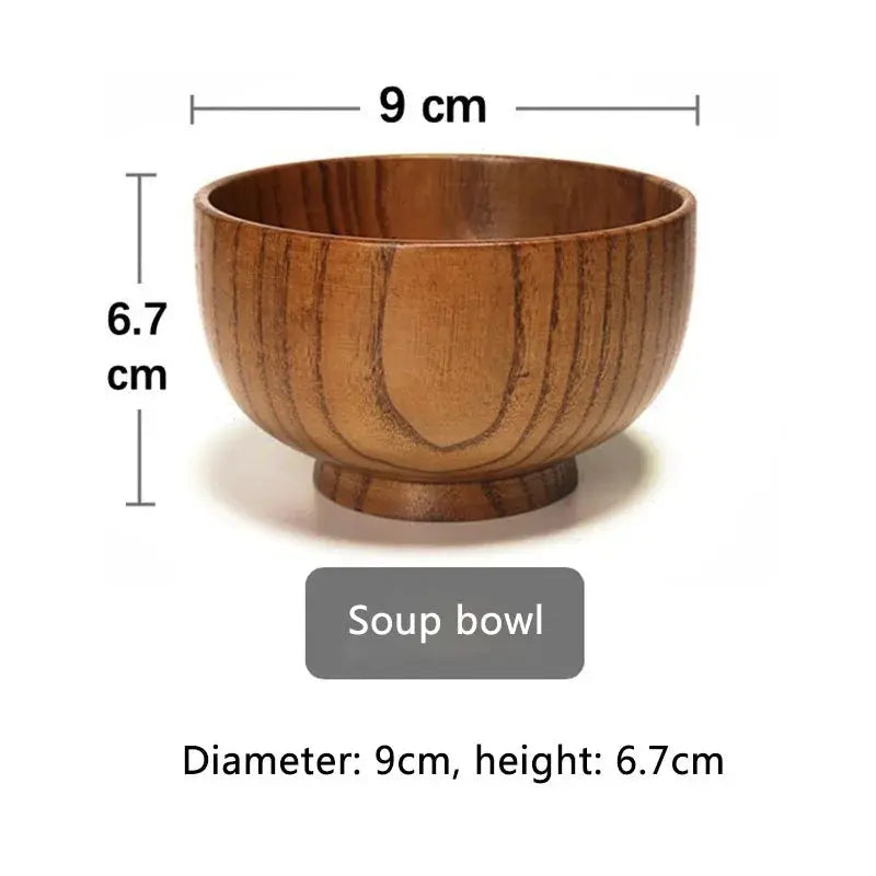 Japanese Style Wooden Bowl Natural Wood Bowl Tableware for Fruit Salad Noodle Rice Soup Kitchen Utensil Dishes 7 Sizes TrendByWens