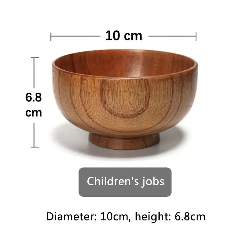 Japanese Style Wooden Bowl Natural Wood Bowl Tableware for Fruit Salad Noodle Rice Soup Kitchen Utensil Dishes 7 Sizes TrendByWens