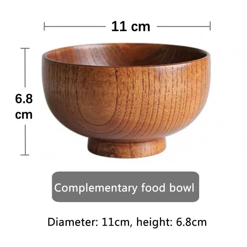 Japanese Style Wooden Bowl Natural Wood Bowl Tableware for Fruit Salad Noodle Rice Soup Kitchen Utensil Dishes 7 Sizes TrendByWens