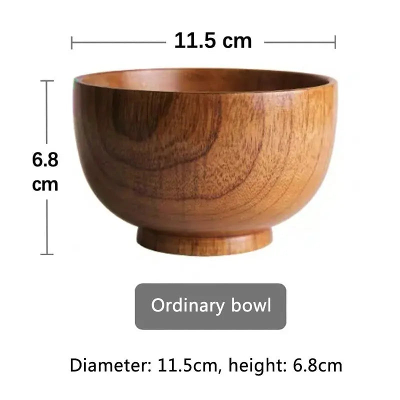 Japanese Style Wooden Bowl Natural Wood Bowl Tableware for Fruit Salad Noodle Rice Soup Kitchen Utensil Dishes 7 Sizes TrendByWens