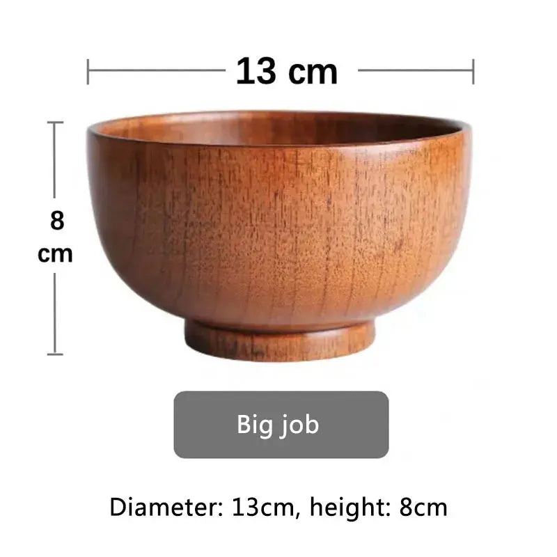 Japanese Style Wooden Bowl Natural Wood Bowl Tableware for Fruit Salad Noodle Rice Soup Kitchen Utensil Dishes 7 Sizes TrendByWens