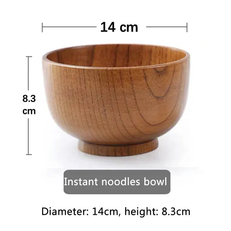 Japanese Style Wooden Bowl Natural Wood Bowl Tableware for Fruit Salad Noodle Rice Soup Kitchen Utensil Dishes 7 Sizes TrendByWens