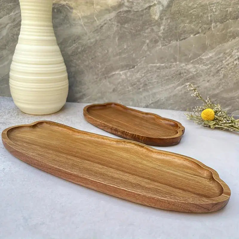 Japanese Style Wooden Tea Coffee Tray Fruit Dessert Candy Plate Wood Decorative Bread Snack Cake Food Dish Trays Tableware TrendByWens