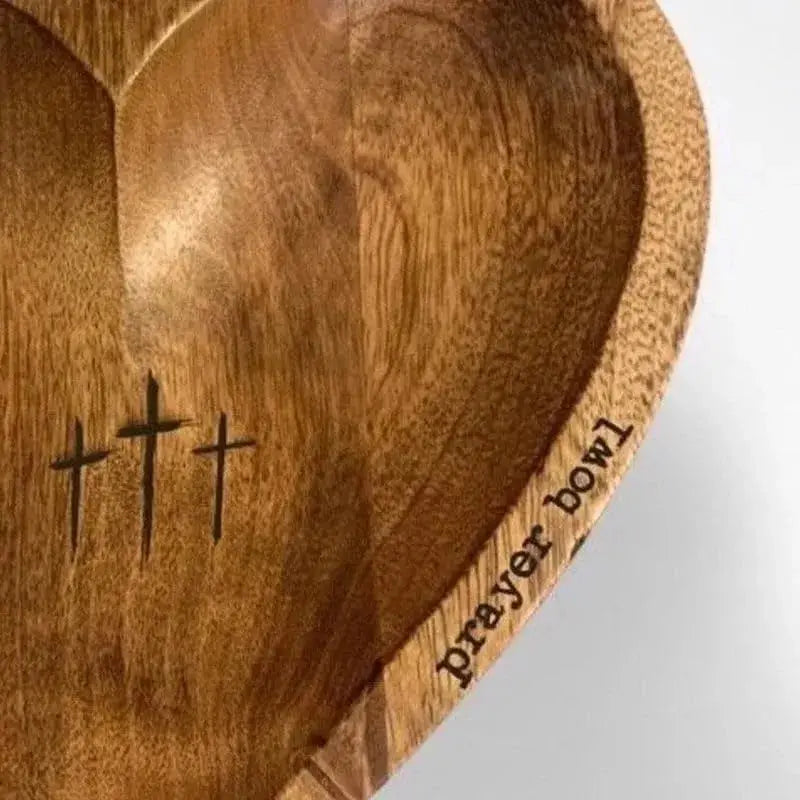 New Heart Prayer Bowl Wooden Religious Crucifix Bowl Rustic Home Centrepiece Decor Fruit Plate Kitchen Tableware Religious Gift TrendByWens