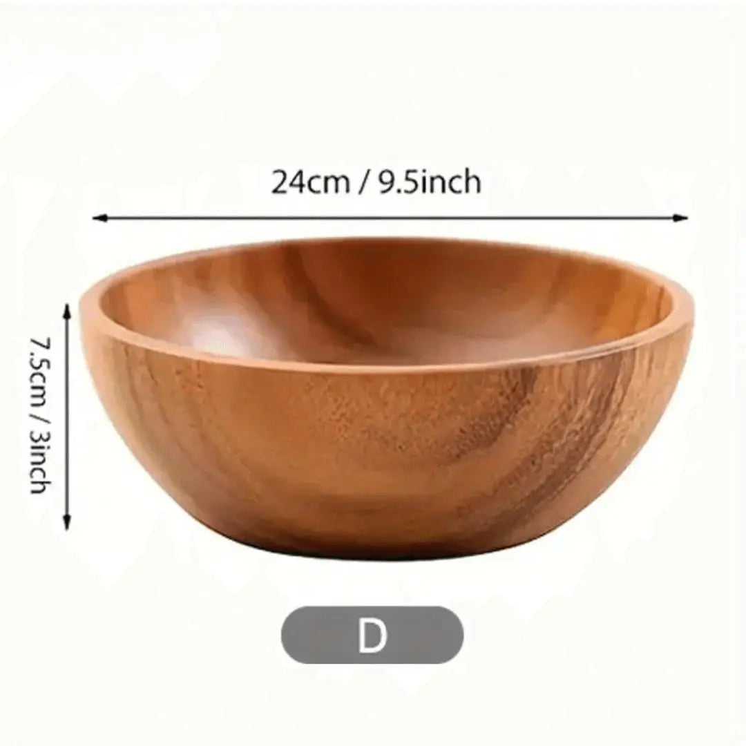 WENS - Durable Acacia Wooden Salad Bowl - Safe & Stylish for Kids and Family Use TrendByWens