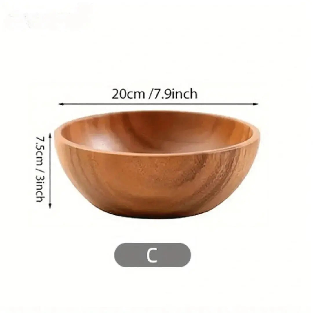 WENS - Durable Acacia Wooden Salad Bowl - Safe & Stylish for Kids and Family Use TrendByWens