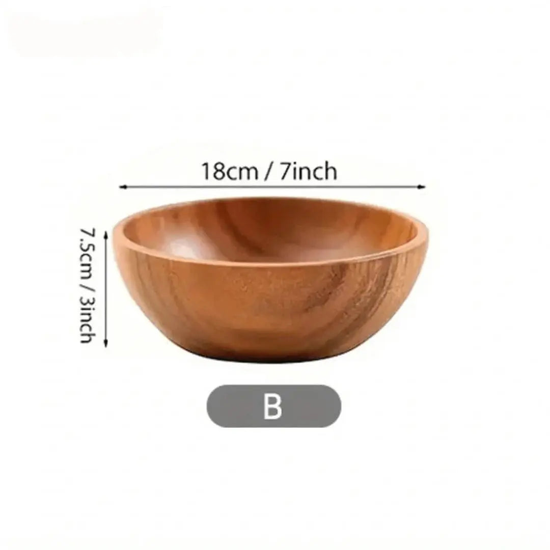 WENS - Durable Acacia Wooden Salad Bowl - Safe & Stylish for Kids and Family Use TrendByWens