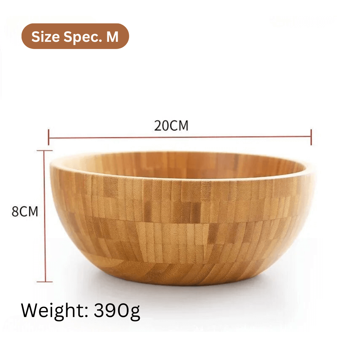 WENS - Natural Bamboo Salad & Noodle Mixing Bowl - Eco-Friendly, Durable & No Paint