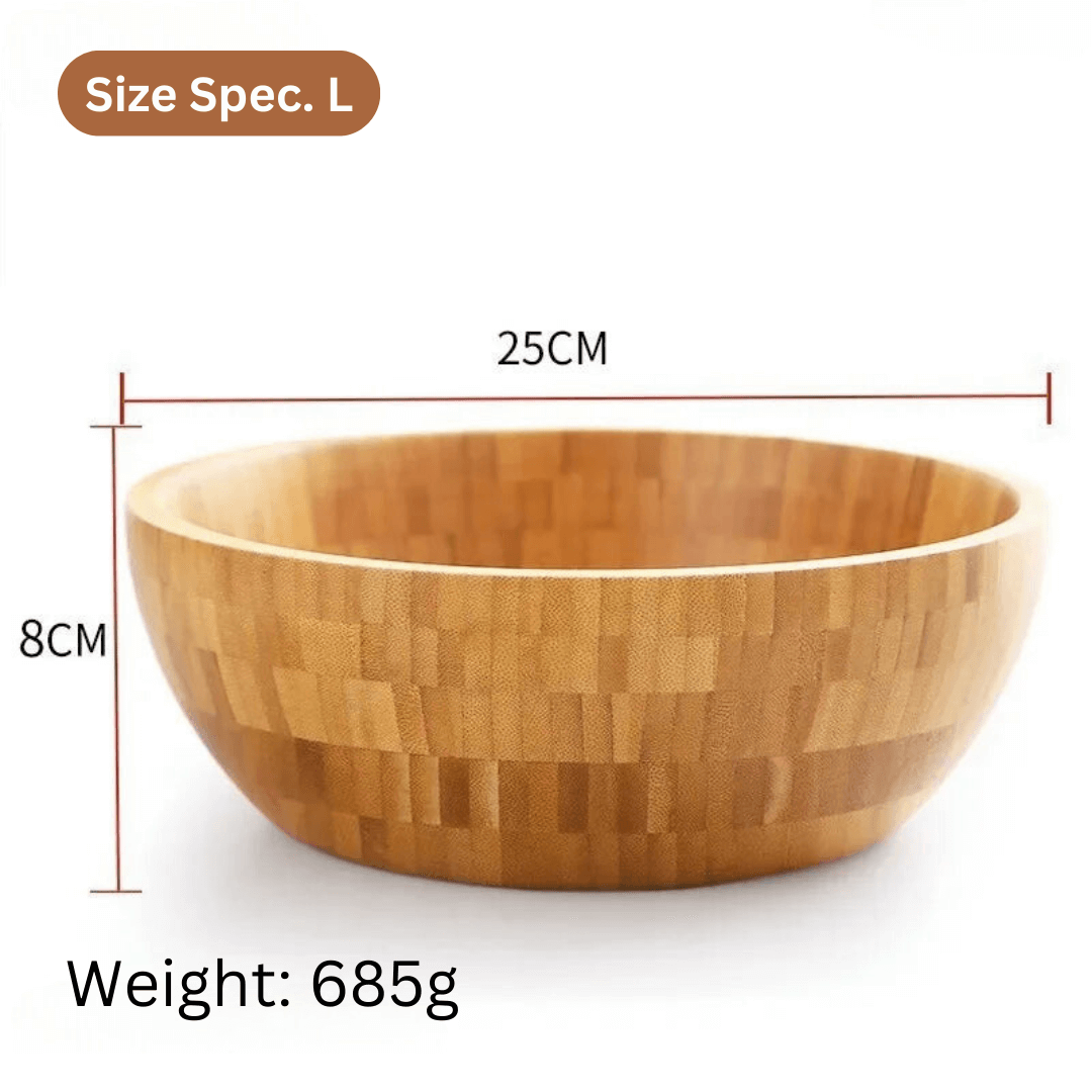 WENS - Natural Bamboo Salad & Noodle Mixing Bowl - Eco-Friendly, Durable & No Paint