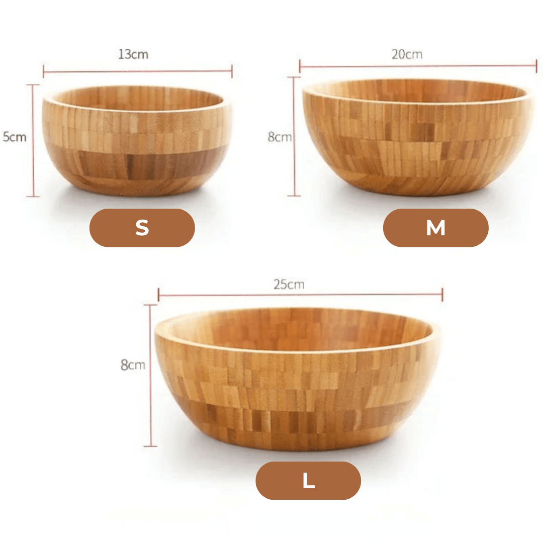 WENS - Natural Bamboo Salad & Noodle Mixing Bowl - Eco-Friendly, Durable & No Paint