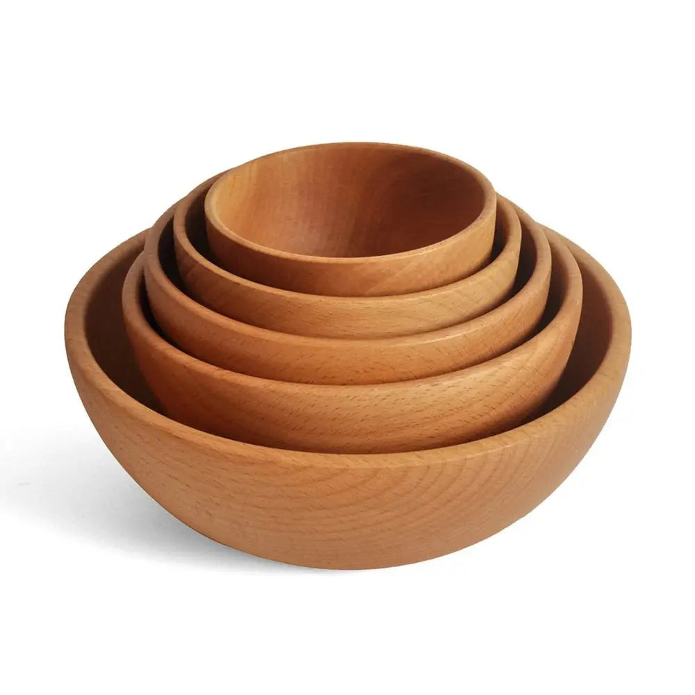 Wooden Salad Bowl Handcrafted Large Round Dining Bowl Serving Salad Soup Solid Wood Tableware Kitchen Accessories New Arrival TrendByWens