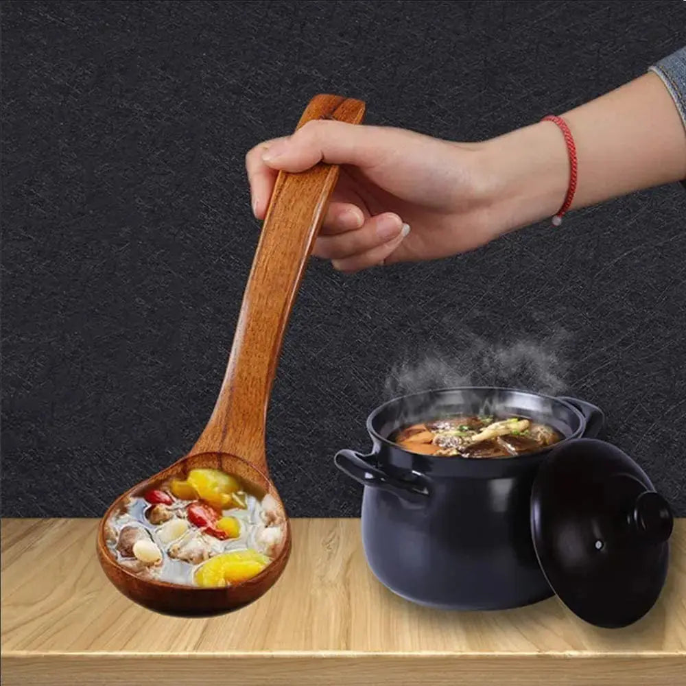 Wooden Serving Spoon Ladle Large Natural Wood Soup Ladle Cooking Utensil Handmade Tableware for Kitchen Restaurant Porridge TrendByWens