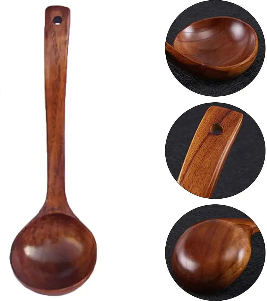 Wooden Serving Spoon Ladle Large Natural Wood Soup Ladle Cooking Utensil Handmade Tableware for Kitchen Restaurant Porridge TrendByWens